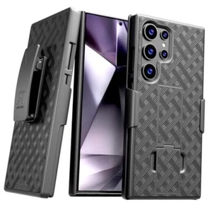 for Samsung Case with Belt Clip Holster, Kickstand Slim Black Galaxy S24 Ultra - Photo 1 sur 7