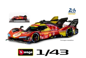Ferrari 499P  #50 Vincitrice 24 ore Le Mans 2024 Burago 1:43 con base e vetrina - Zdjęcie 1 z 2