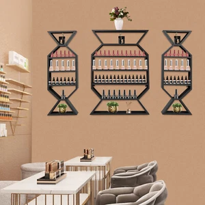 3pcs Set Black Nail Polish Wall Mount Rack Stand Metal Organizer Display Holder - Picture 1 of 19