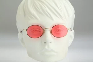 Joy 3354, Vintage 90s unique gold circle tinted pink sunglasses NOS - Picture 1 of 10