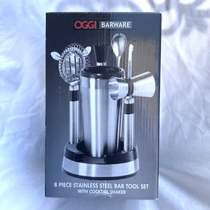 OGGI Barware ~ 7-Piece Stainless Steel Bar Tool Set With Cocktail Shaker NEW! - Picture 1 of 6