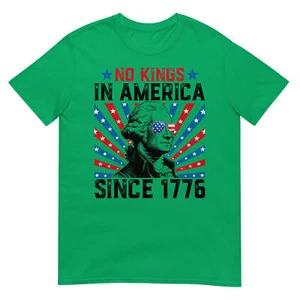 No Kings in America Since 1776 Distressed USA Flag Vintage T-Shirt - Picture 1 of 8