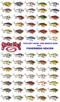 Strike King Crankbait Red Eye Shad sin labios sonajero trampa cebo cualquier 1/2 3/4 oz REYESD Foto 1 de 4