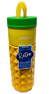 Botella de agua blanda retro de plástico Cool Gear amarillo prisma con agarre de espuma 24 oz NUEVO - Imagen 1 de 5