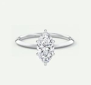 IGI E/VVS 1.25 Ct Marquise Cut Lab Created Grown Diamond 18K White Gold Ring - Picture 1 of 2