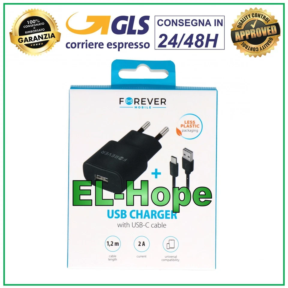 CARICA BATTERIA UNIVERSALE TRAVEL PER WIKO 5V 10W CAVO TIPE-C USB 80 cm NERO