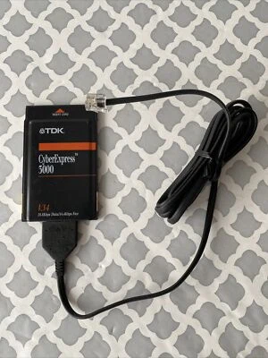 TDK DF3000 CYBEREXPRESS 3000 V.34 28.8 DATA/14.4 FAX PCMCIA ADAPTER with CABLE - Image 1 of 4