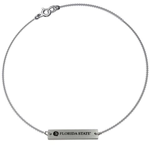 Women's FSU Florida State University Bracelet Silver Bar Bracelet Cover