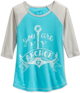 First Love Girls' You Are My Anchor Raglan-Sleeve T-Shirt, Size L - Picture 1 of 1