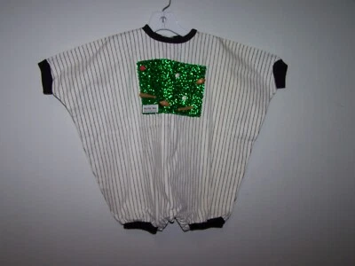 Vintage 1980s Romper Basha Boy 24 Month Sports Appliques Striped - Image 1 of 4