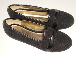 ELIE TAHARI "TESSA" Black sparkly loafers /flats YOUTH Size . 3 (EUR SZ 35) - Picture 1 of 8