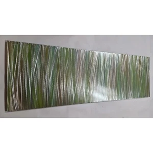 Arte da parete moderna astratta in metallo. Opera d'arte. Entezza. Marrone verde e argento - Foto 1 di 3