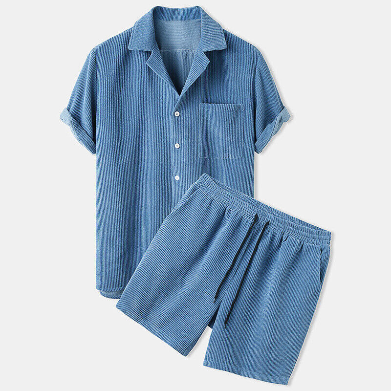 Mens 2-Piece Summer Set Sweatsuit Short Sleeve Outfit T Shirts & Shorts ...