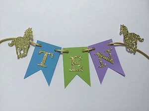 Horse 🐴 Birthday cake bunting cake topper- flags, garland with kids age (1-10) - Picture 1 of 5