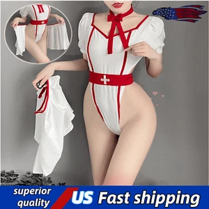 Body donna sexy infermiera uniforme tentazione lingerie cameriera cosplay gonna abiti - Foto 1 di 17