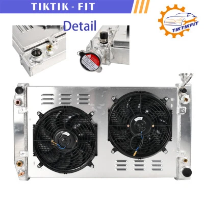 Kit de ventilador de 3 filas de radiador + cubierta para camioneta Chevy 88-99 GMC C/K C1500 C2500 C3500 Foto 1 de 4