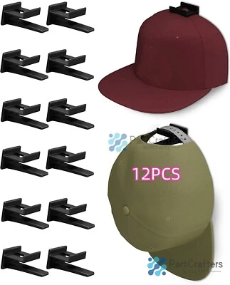 Baseball Cap Hat Rack Wall Door Hanger Holder Storage Organize 12 Hooks Adhesive