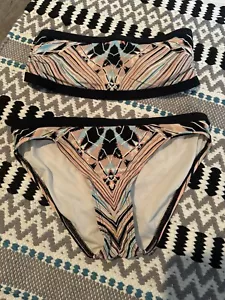 Coco Rave 2 Piece Bikini Small Bottoms Top 32b Black Beige Green Pink Peach - Picture 1 of 2