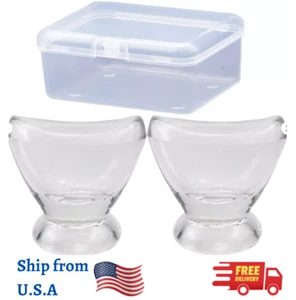 2Pcs Transparent Glass Eye Wash Cups with Storage Container for Rinsing & Clean - Picture 1 of 7