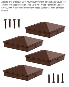 4 Pieces, 8" X 8"inc Heavy Duty Aluminum Pyramid Post Caps Cover for True, Decks - Picture 1 of 9