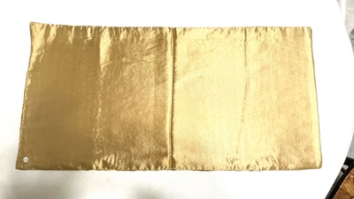 Vintage Beaded Table Runner Glass Beads Gold 31x16 Satin Lined - Image 1 of 4