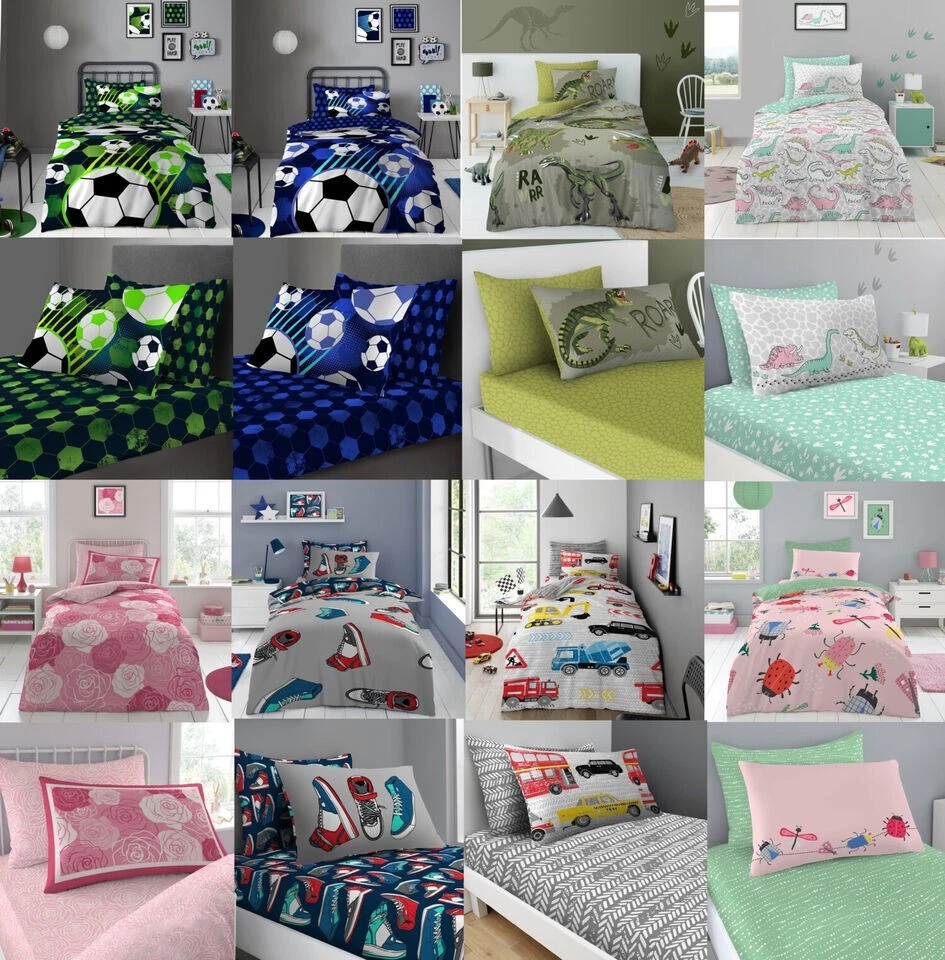 Kids Polycotton Single Duvet Cover Set Or Fitted Sheet With Pillowcase Childr... - Image 1 of 1