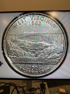 2005-P West Virginia Quarter CUD Die Break Reverse Error - Image 1 of 4