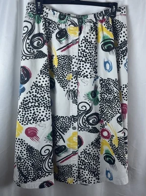Vintage 80’s New Wave Gene Ewing Bis Cotton Circle Swing Maxi Skirt Size 2  - Image 1 of 4