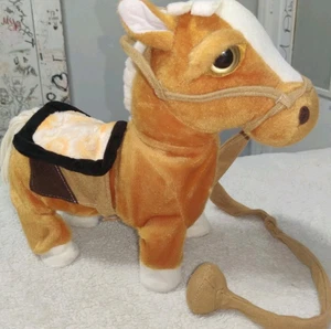 Caballo de Peluche 11" Caminar N Cantar Interactivo Marrón Poni Juguete Correa Caballo LEER - Imagen 1 de 3