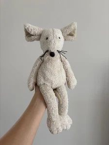 Jellycat Small Slackajack Mouse White Textured Mouse rare Retired Soft Toy 12" - Picture 1 of 6