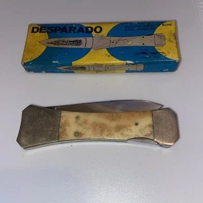 FACA LOCKBACK PARKER DESPARADO VINTAGE OSSO LISO VEADO NA CAIXA FEITA NO JAPÃO - Imagem 1 de 4