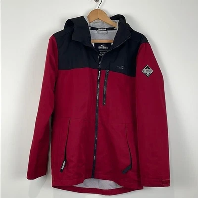 Hollister Men's Small All-Weather Jacket Zip Front Hooded Red Black - Image 1 of 4