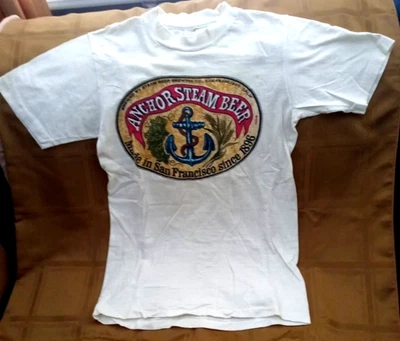 Camiseta vintage de principios de los años 70 Anchor Steam Beer talla PEQUEÑA 34-36 Hanes Foto 1 de 4