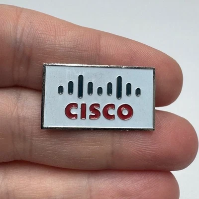 Cisco Logo Rectangular White Red Enamel Lapel Pin Tie Tack - Image 1 of 4