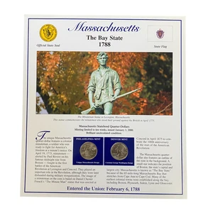 Massachusetts Statehood Quarters P&D Postal Commemorative Society Collection - Picture 1 of 3