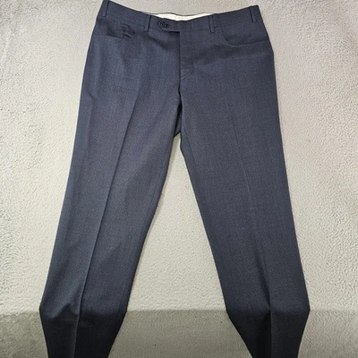 Pantalones de vestir Canali para hombre 36 azul marino 100 % lana pantalones frente plano 36x30 Foto 1 de 4
