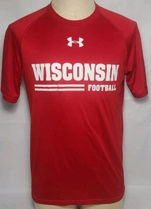 Under Armour LOOSE Heatgear Wisconsin Badgers Football rotes T-Shirt Gr. Small gebraucht - Bild 1 von 9