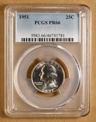 1951 Proof Washington Silver Quarter PCGS PR66 - Image 1 of 2