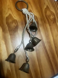 CADENA CAMPANA NAVIDAD LATÓN VINTAGE 5 19 1/2" CORDÓN DORADO - Imagen 1 de 1