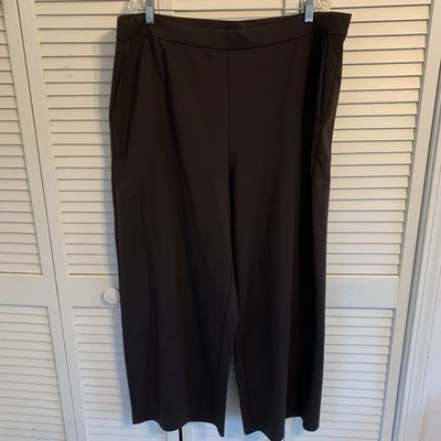 Eileen Fisher 女式 2X 棕色弹力球衣针织阔腿踝裤 Tencel — 第 1/4 张图片