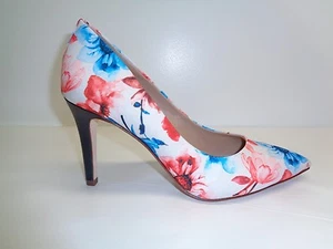 Antonio Melani Größe 6 M MCBETH hochhackige Pumps Blumenmuster weiß blau neu Damenschuhe - Bild 1 von 12
