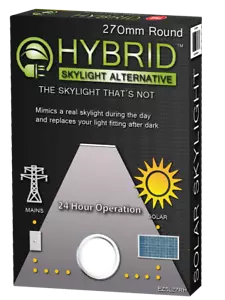 Solar Powered Skylight - Solar Light 250mm Round - Mains & Solar - LED - Hybrid - Picture 1 of 8