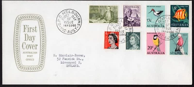 1966 Decimal Definitive Australia Birds Bass Cook Navigator APO Shield FDC - Image 1 of 2