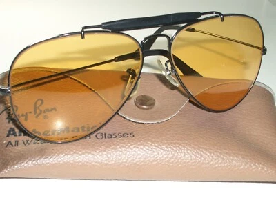 GAFAS DE SOL AVIADOR 62MM VINTAGE B&L RAY-BAN NEGRAS AMBERMATIC OUTDOORSMAN II Foto 1 de 4