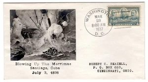 #793 Navy 4c FDC 1937 - Beazell Photo #18d "Blowing Up The Merrimac" Santiago - Picture 1 of 2