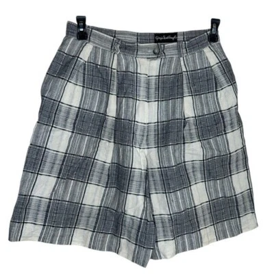 Bermudas Bermudas Vintage GIORGIO SANT'ANGELO Lino Mezcla Algodón Talla 12 Negro Crema Foto 1 de 4