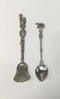 2 Vintage  Florence Rome Italy Souvenir Spoons 1 Silver Marked 800
