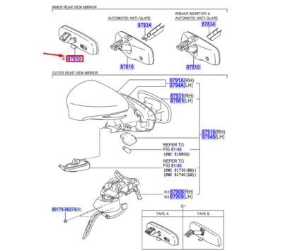 LEXUS CT ZWA10 Interior Rear View Mirror 878100W170 NEW GENUINE - Image 1 of 2