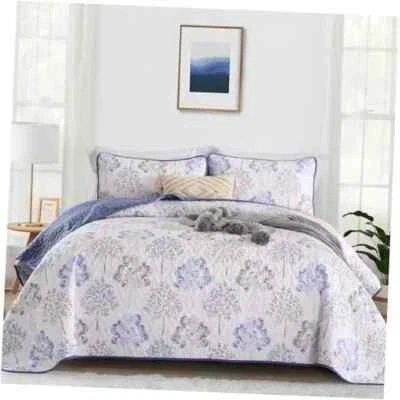 Colcha King Size, Edredón Azul Juego de Colcha King Size 3 Piezas Suave Foto 1 de 4