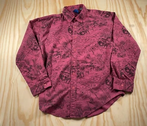 VTG Gitano Scenic Outdoor Pattern Shirt Adult XL Dark Red Lightweight Horses - Picture 1 of 14